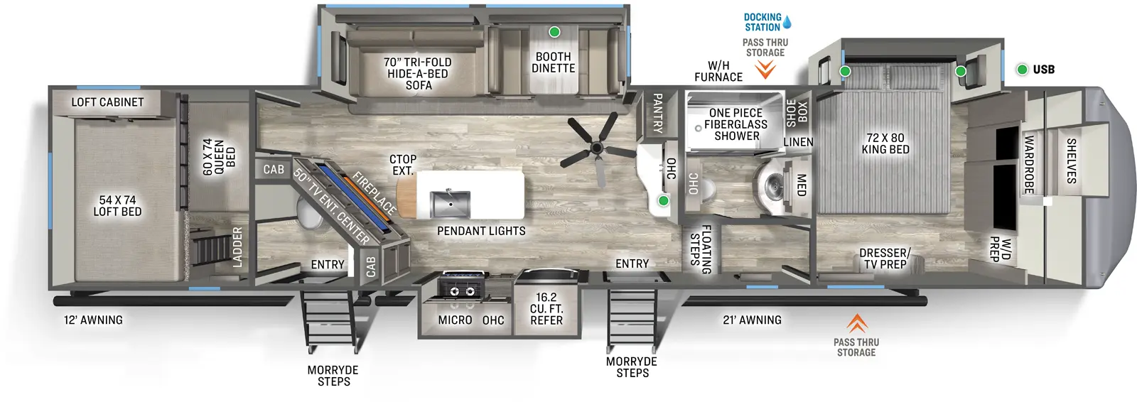 Sandpiper Fifth Wheels 3550BH - DSO Floorplan